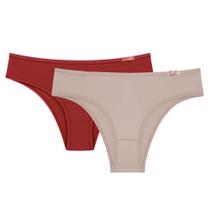 Kit Com 2 Calcinhas Microfibra Vermelho/Nude Sloggi 24549