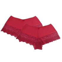 Kit Com 2 Calcinhas Renda Feminina Selene Com Forro Confortável