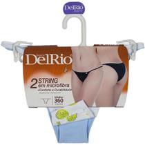 Kit com 2 Calcinhas String Microfibra Moda Delrio 52712 Sortido