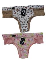 Kit com 2 calcinhas,tanga Carine,microfibra com renda,estampada