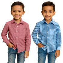 Kit Com 2 Camisas Infantil Social Manga Longa Kit Com 2 Camisas Infantil Social Manga Longa