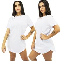 Kit com 2 Camiseta Longline Feminina Camisa Oversized Blusa Longa Básica TropiCaos