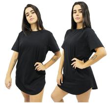 Kit com 2 Camiseta Longline Feminina Camisa Oversized Blusa Longa Básica TropiCaos