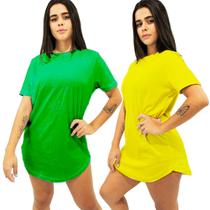 Kit com 2 Camiseta Longline Feminina Camisa Oversized Blusa Longa Básica TropiCaos