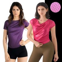 KIT com 2 CAMISETAS Blusinha DRY FIT Tecido Furadinho feminina Academia Corrida Yoga 1009 - Iron