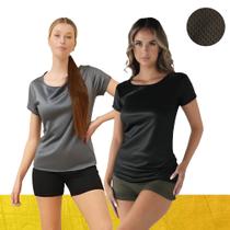 KIT com 2 CAMISETAS Blusinha DRY Tecido Furadinho feminina Academia Corrida Yoga 1009