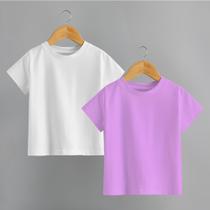 Kit Com 2 Camisetas Infantil Básica Lisa 100% Algodão Tecido Premium Alta Qualidade