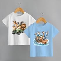 Kit com 2 Camisetas Infantil Menino Safari e Arca de Noé Blusa 100% Algodão