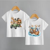 Kit com 2 Camisetas Infantil Menino Safari e Arca de Noé Blusa 100% Algodão