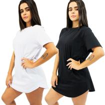 Kit Com 2 Camisetas Longline Blusas Femininas Longas Academia