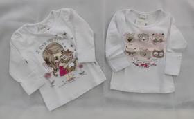 Kit com 2 camisetas manga longa feminino infantil
