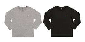 Kit Com 2 Camisetas Manga Longa Masculina Básica Nº 4 Ao 10
