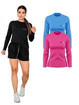 Kit Com 2 Camisetas Manga Longa Proteção UV Feminina