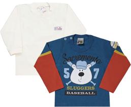 Kit Com 2 Camisetas para bebê Manga Longa
