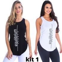 kit com 2 Camisetas Regatas Blusas Femininas Viscolycra Fitness Atleta Academia Casual Pilates Yoga Clickmoda