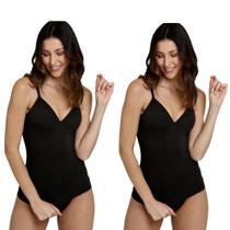 Kit Com 2 Camisetes Feminina Preto Sem Costura Com Bojo e Alça Ajustável Trifil Tamanho: M Kit Com 2 Camisetes Feminina Preto Sem Costura Com Bojo e Alça Ajustável Trifil Tamanho: M