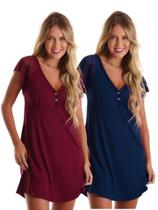 Kit com 2 Camisolas Confortáveis em Viscose com Detalhes em Renda Estilo Camiseta Amamentação Maternidade Noite Dormir