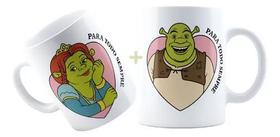 Kit Com 2 Canecas Xícaras Personalizada de Porcelana Cerâmica Dia dos Namorados Shr ek e Fiona md7 Kit Com 2 Canecas Xícaras Personalizada de Porcelana Cerâmica Dia dos Namorados Shr ek e Fiona md7