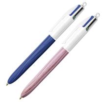 Kit Com 2 Caneta Esferográfica Colorida Ponta Média Com 4 Cores Corpo Madeira Sortida BIC