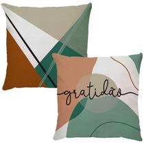Kit Com 2 Capas Almofada Sarja Neo Abstrata Decoração 45x45 Kit Com 2 Capas Almofada Sarja Neo Abstrata Decoração 45x45