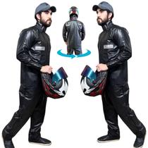 Kit com 2 Capas Chuva Moto Roupa Motoqueiro Calça e Jaqueta conjunto PVC gola BRASCAMP