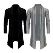 Kit com 2 Cardigans Masculinos Assimétricos Alta Qualidade Slim Fitness