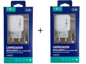 Kit com 2 Carregador Rápido 3.1a Micro Usb Inova CAR-9013 2 Usb
