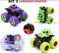 Kit com 2 carrinhos de fricção monster bigfoot gira 360 graus presente meninos