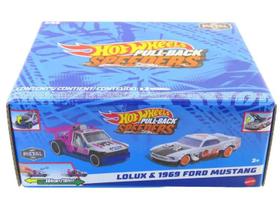 Kit com 2 Carrinhos Miniaturas Hot Wheels Pullback Speeders Metal Mattel