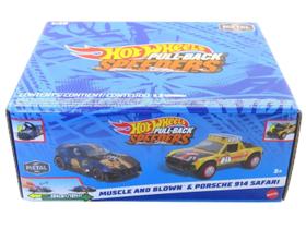 Kit com 2 Carrinhos Miniaturas Hot Wheels Pullback Speeders Metal Mattel