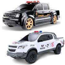 Kit com 2 Carros de Polícia Caminhonete S10 PM Federal 35cm