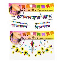 Kit Com 2 Cartelas De Adesivos Facial Festa Junina