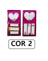Kit com 2 Cartelas de Bloco Auto Adesivo Sticker para Recados e Organização Modelo Coração