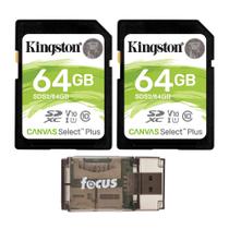 Kit com 2 Cartões de Memória Kingston Canvas Select Plus 64GB SDHC