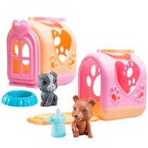 Kit com 2 Casinhas 2 Cachorrinho e 2 Acessórios Mini Pets de Brinquedo Presente Kit com 2 Casinhas 2 Cachorrinho e 2 Acessórios Mini Pets de Brinquedo Presente