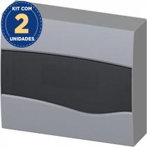 Kit com 2 Centro Distribuição Pvc Sobrepor Fume 12 Din Brum