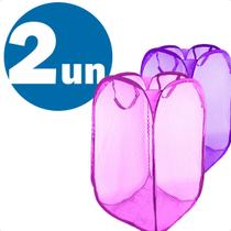 Kit com 2 Cesto De Roupa Flexível Nylon Multiuso Organizador