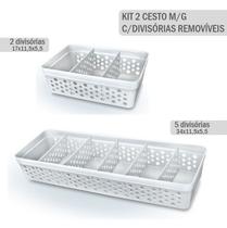 Kit com 2 Cestos com Divisórias Translucido