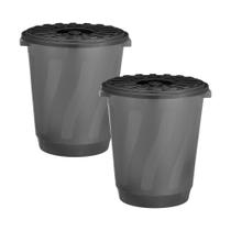 Kit com 2 Cestos Multiuso Fechado Com Tampa Reciclado 30 Litros