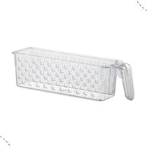 Kit com 2 cestos organizadores c/. alca 28x8x8 cm cristal 874