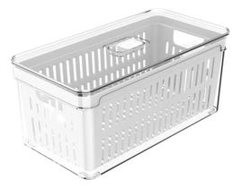 Kit com 2 cestos Organizadores de Geladeira - Acrílico com Cesto Interno