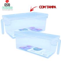 Kit com 2 cestos organizadores geladeira plastico 31x155x12cm - clink