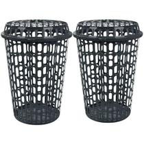 Kit Com 2 Cestos Para Roupas Multiuso Telado Com Tampa 60l Preto Arqplast Kit Com 2 Cestos Para Roupas Multiuso Telado Com Tampa 60l Preto Arqplast