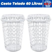 Kit Com 2 Cestos Para Roupas Multiuso Telado Com Tampa 60l Preto Arqplast Kit Com 2 Cestos Para Roupas Multiuso Telado Com Tampa 60l Preto Arqplast