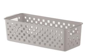 Kit com 2 cestos retangulares plástico organizador quadratta 27x11x8cm