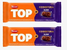 Kit com 2 Chocolate Cobertura Barra Top Blend 1,01kg para Confeitaria Fácil Derretimento
