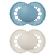 Kit com 2 Chupetas Borracha Natural MAM 16m+ Azul + Estojo