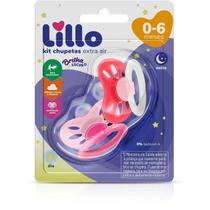 Kit Com 2 Chupetas Lillo Extra Air Rosa Brilha no Escuro 0-6 meses - 632331