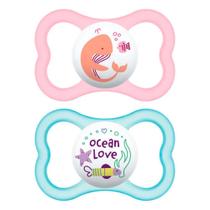 Kit com 2 Chupetas MAM Air 6+m Rosa + Estojo