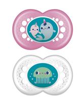 Kit com 2 Chupetas Original MAM 6+m Menina Rosa + Caixinha